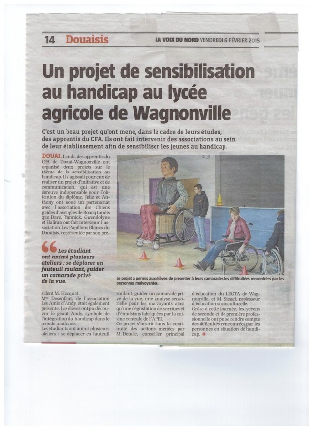 Andy au lycée agricole de Wagnonville